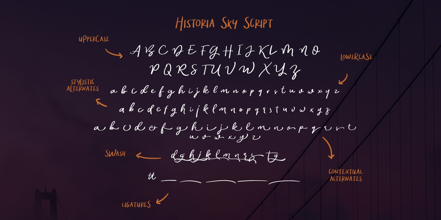 Пример шрифта Historia Sky Script